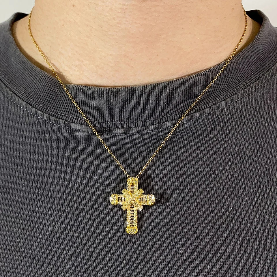 Cross Pendant Necklaces Classical Sparkling CZ Cross Necklace Jewelry Festival Party Daily Gifts For Men