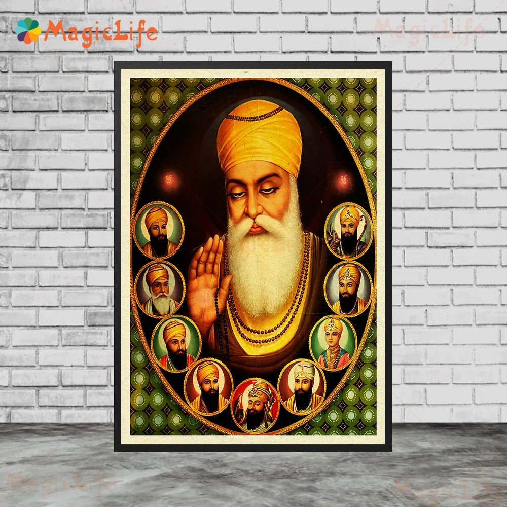 Sikhism Gurunanak Gulu Nanak Religion Posters Wall Pictures For Living Room Vintage Poster Wall Art Canvas Painting Unframed
