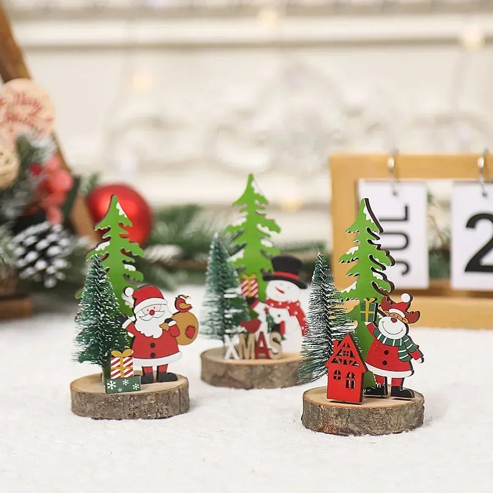 Christmas Wooden Ornaments Xmas Tree Pendant Santa Claus Crafts Table Decor Christmas Tree Decor Xmas Gifts New Year 2024