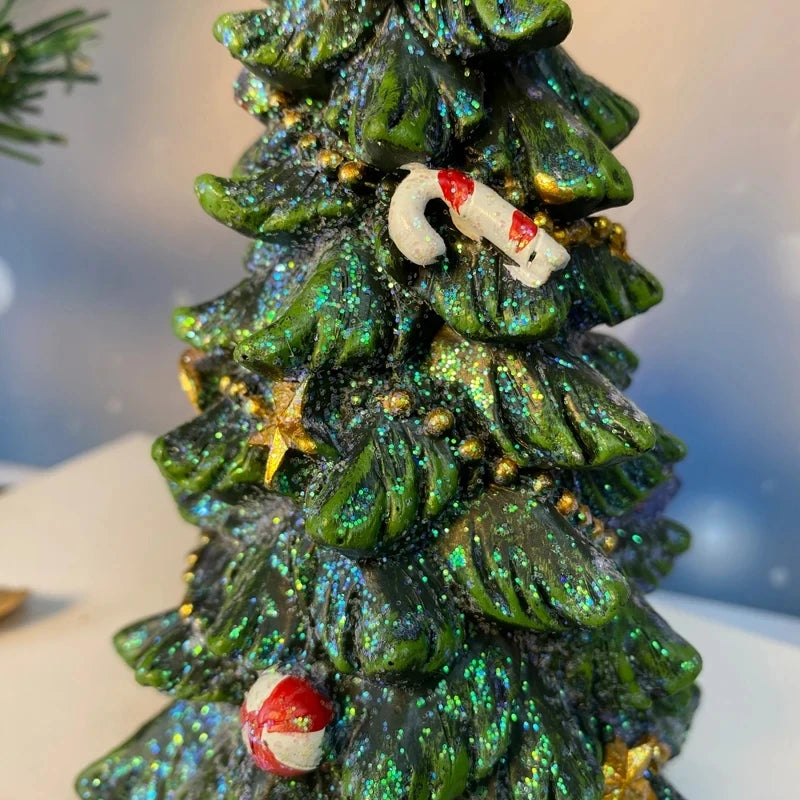Christmas Tree Decorations Resin Sculpture Home Statues Figurines Christmas Trees Living Room Ornaments Table Desk Accessories