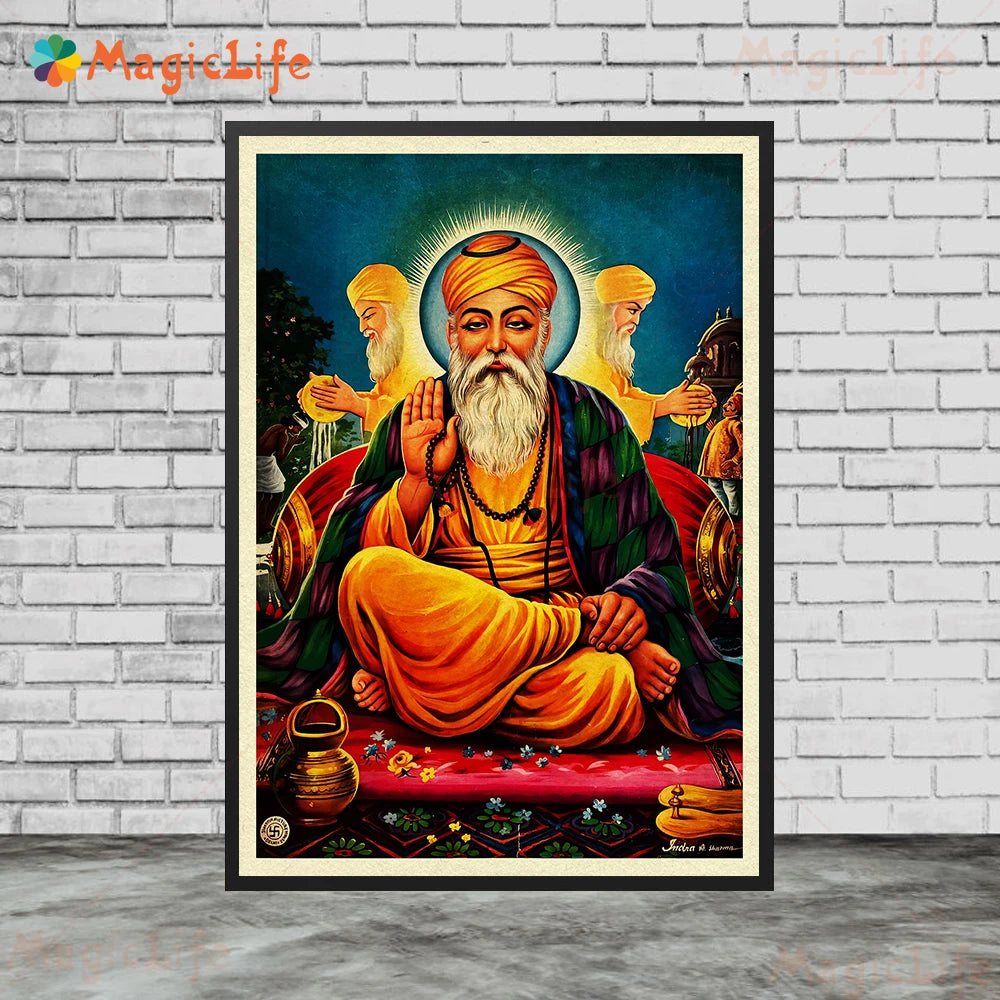 Sikhism Gurunanak Gulu Nanak Religion Posters Wall Pictures For Living Room Vintage Poster Wall Art Canvas Painting Unframed