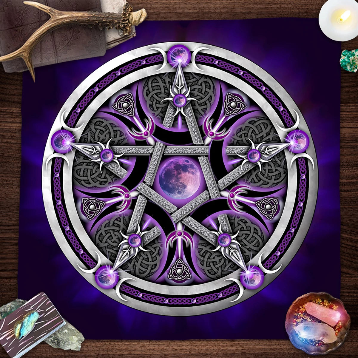 Purple Moon Star Tarot Card Tablecloth Divination Altar Cloth For Witch Wiccan Home Decor Astrology Oracle Card Pad Tarot Mat