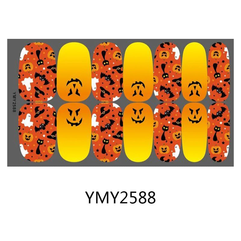 Baking Free Halloween Nail Stickers Full Sticker Fashion Nail Art Jewelry  Pumpkin Ghost Wholesale Applique Nail Sticker