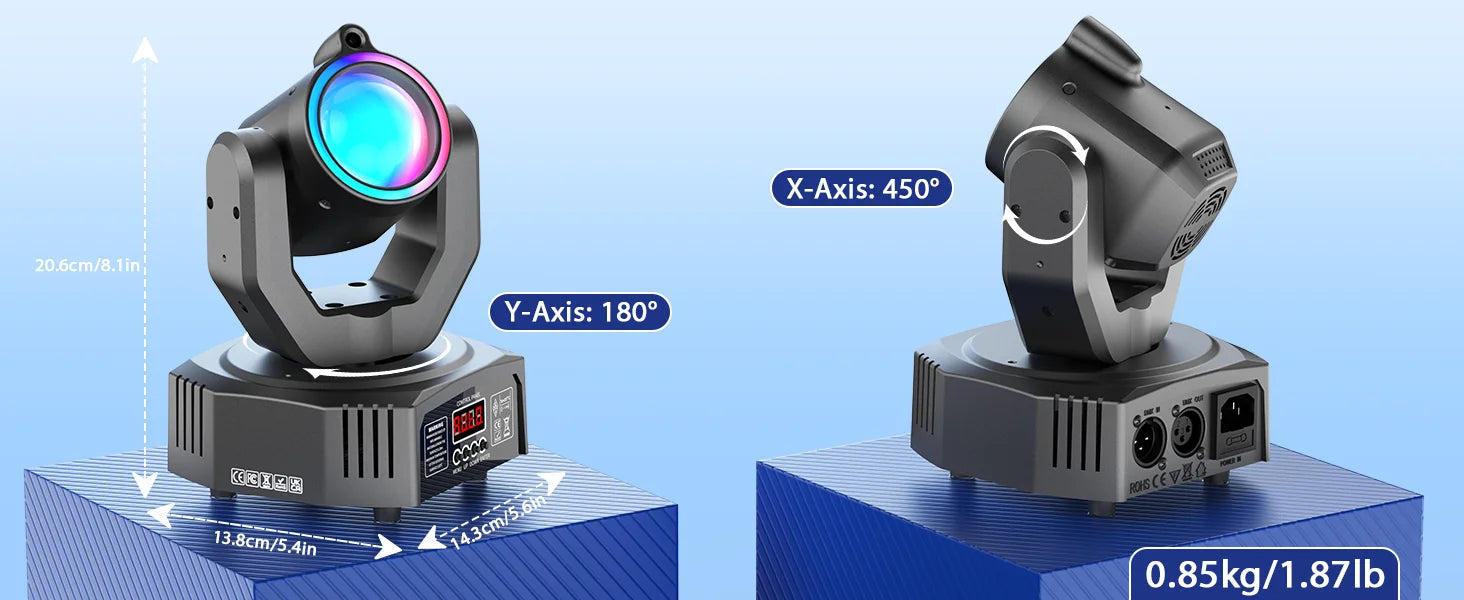 U'King Mini 30W Spot Beam Moving Head Light LED 4IN1 RGBW Effect Strobe Stage Light DMX Sound Activated DJ Disco Bar Party Light