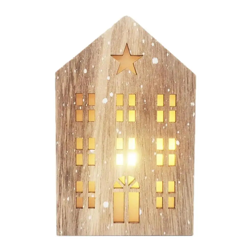 Christmas Wooden House Decor Creative House Shape Light Up Hanging Ornament Christmas Party Supplies Indoor Home Decoration