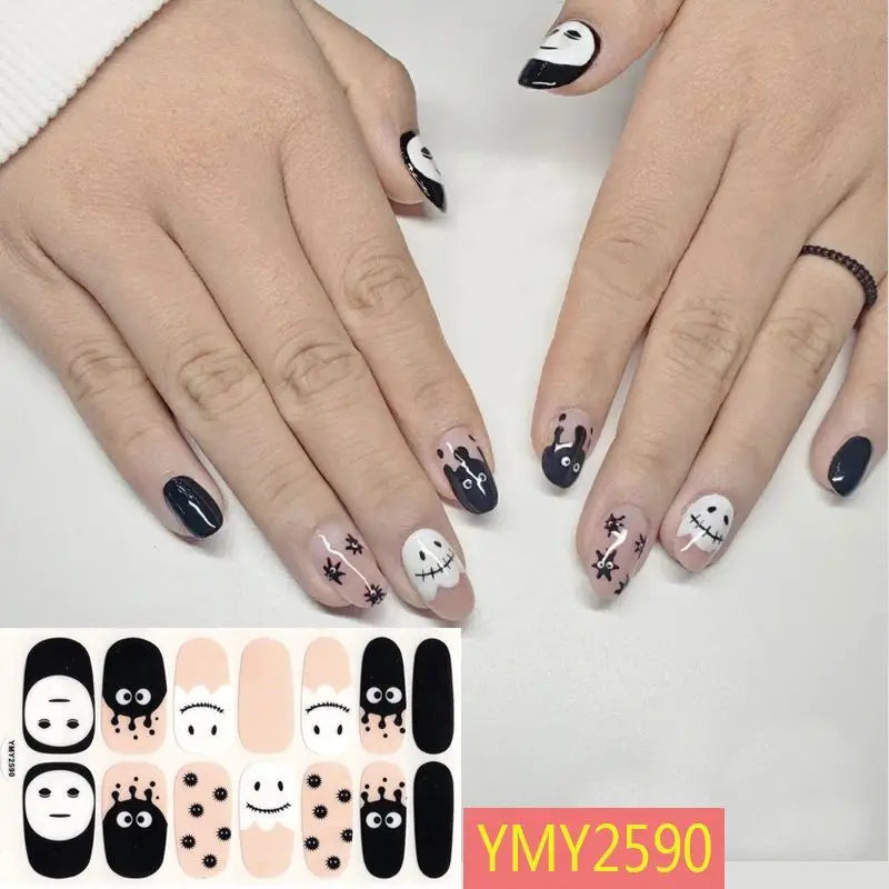 Baking Free Halloween Nail Stickers Full Sticker Fashion Nail Art Jewelry  Pumpkin Ghost Wholesale Applique Nail Sticker