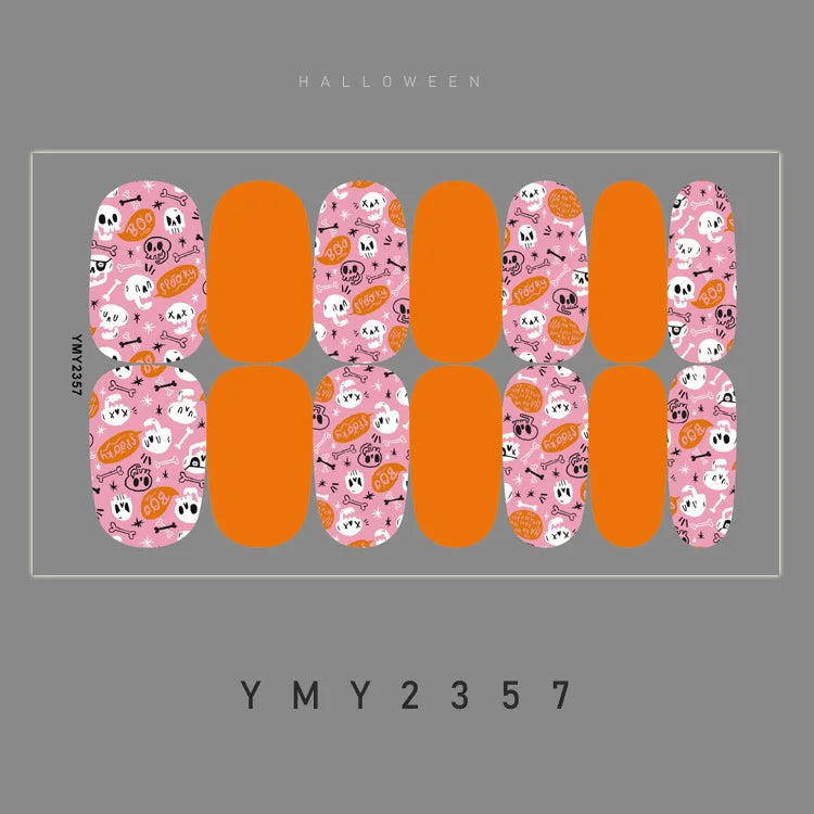 Baking Free Halloween Nail Stickers Full Sticker Fashion Nail Art Jewelry  Pumpkin Ghost Wholesale Applique Nail Sticker