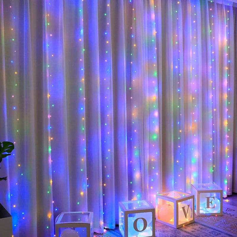 Diwali Lights LED Fairy String Curtain Lights 8 Mode Remote USB Festoon Christmas Decor For Home Holiday New Year Lamp