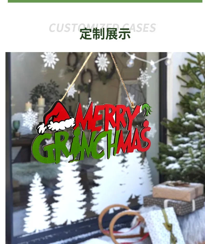 christmas wooden hanging christmas tree ornaments front door party decoration supplies