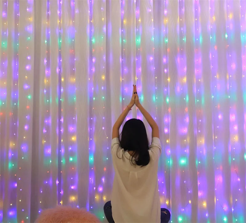 Diwali Lights LED Fairy String Curtain Lights 8 Mode Remote USB Festoon Christmas Decor For Home Holiday New Year Lamp