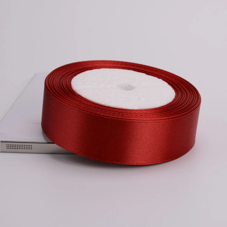 Burgundy Wine Red Single Face Satin Ribbon 6-10-15-20-25-40-50mm Gift Packaging Tape Christmas Halloween Birthday Party Decor