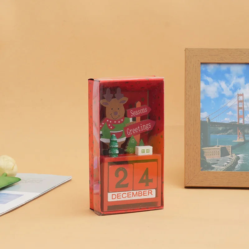 Christmas Gifts Wooden Calendar Tabletop Ornaments Santa Claus Christmas Tree Decorations Home Decoration Accessories