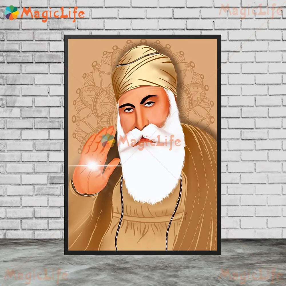 Handdrawn Sikh Religious Religion Poster Wall Pictures For Living Room Home Decor Poster Wall Art Canvas Painting Unframed