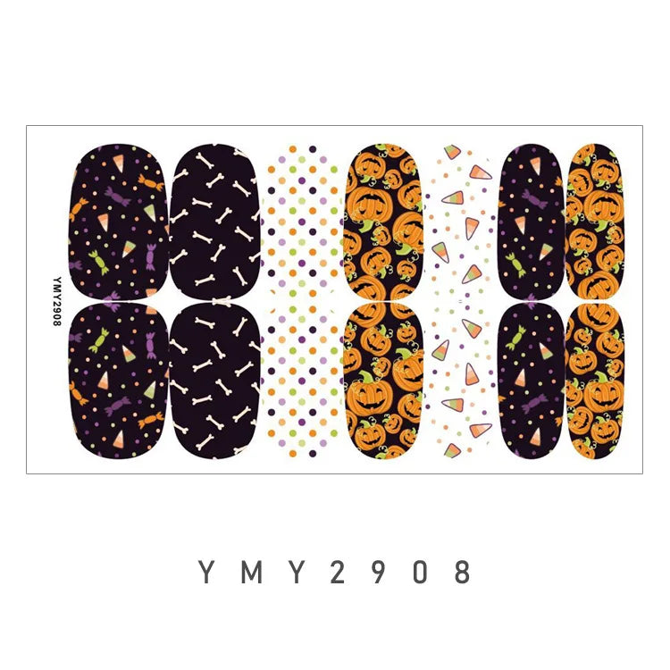 Baking Free Halloween Nail Stickers Full Sticker Fashion Nail Art Jewelry  Pumpkin Ghost Wholesale Applique Nail Sticker