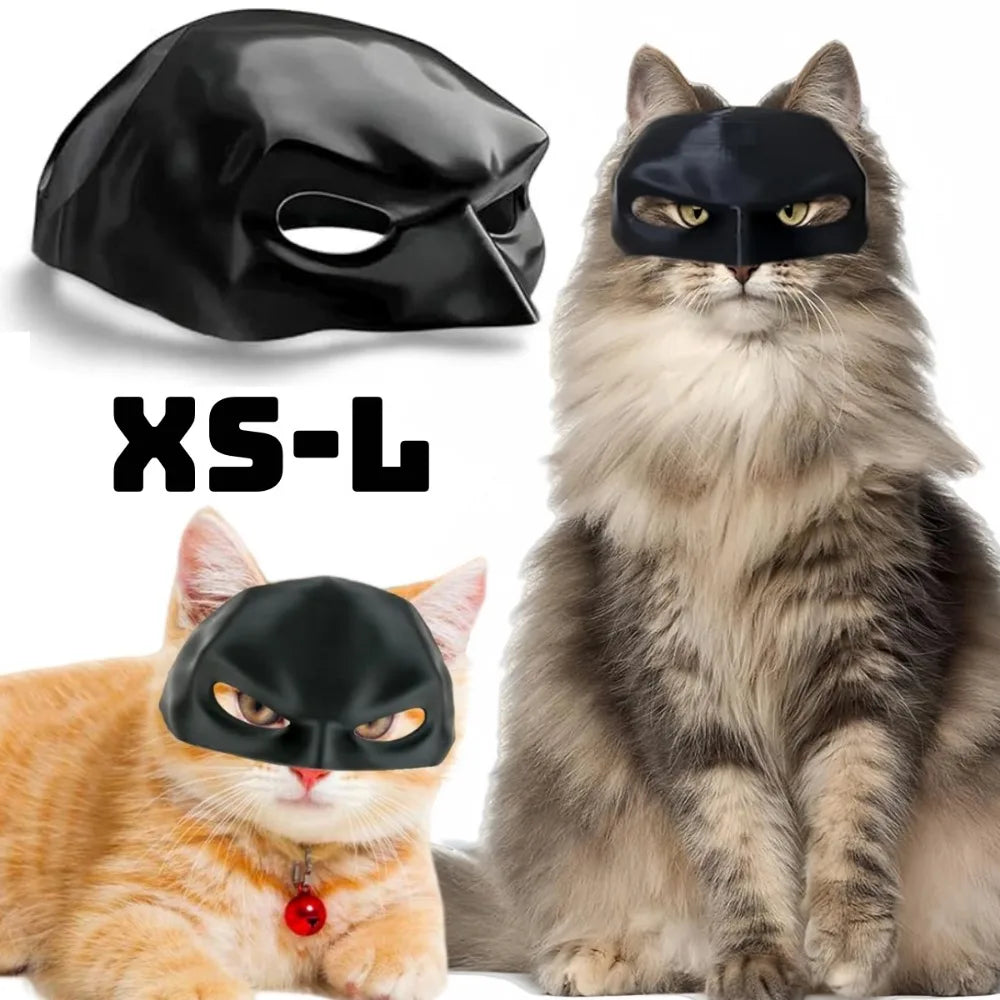 Bat Cat Avenger Mask Black Cute Superhero Bat Cat Halloween Cosplay Mask Pet Halloween Dress Up Costume Cats Pet Supplies XS-L