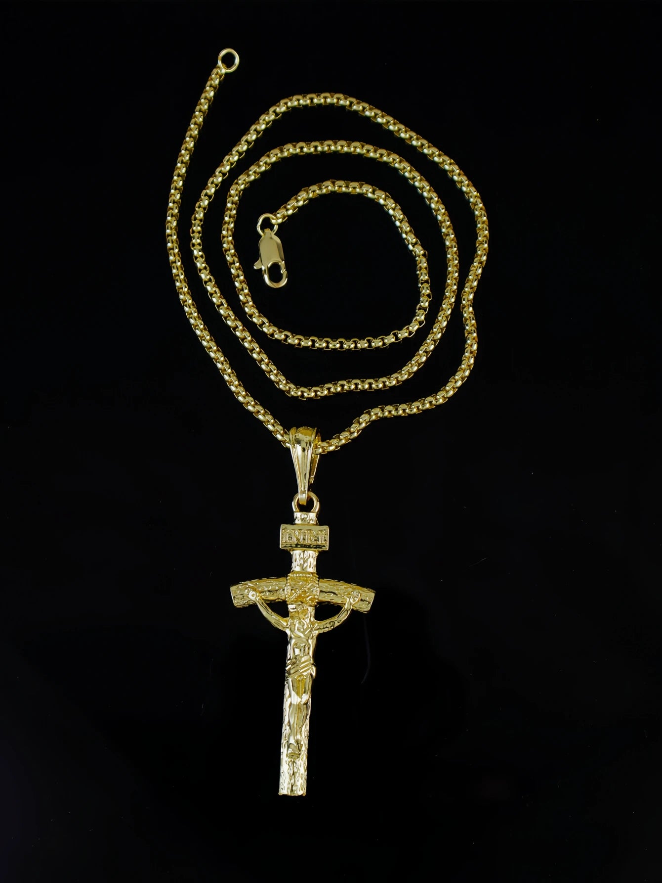 Gold-plated chain Jesús Pendant Cross necklace
