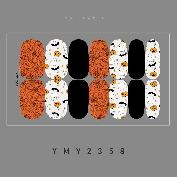 Baking Free Halloween Nail Stickers Full Sticker Fashion Nail Art Jewelry  Pumpkin Ghost Wholesale Applique Nail Sticker
