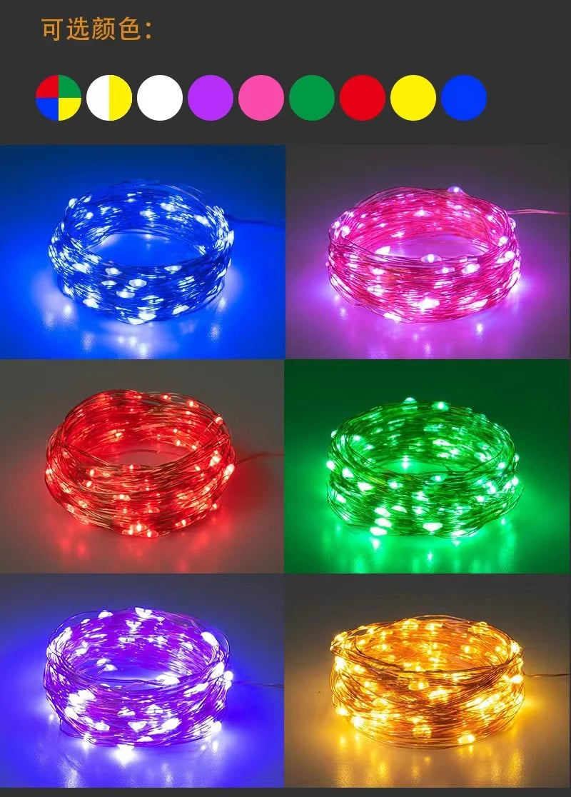 5/10/20M USB LED String Lights Copper Silver Wire Garland Light Waterproof Fairy Lights For Christmas Wedding Party Decoration