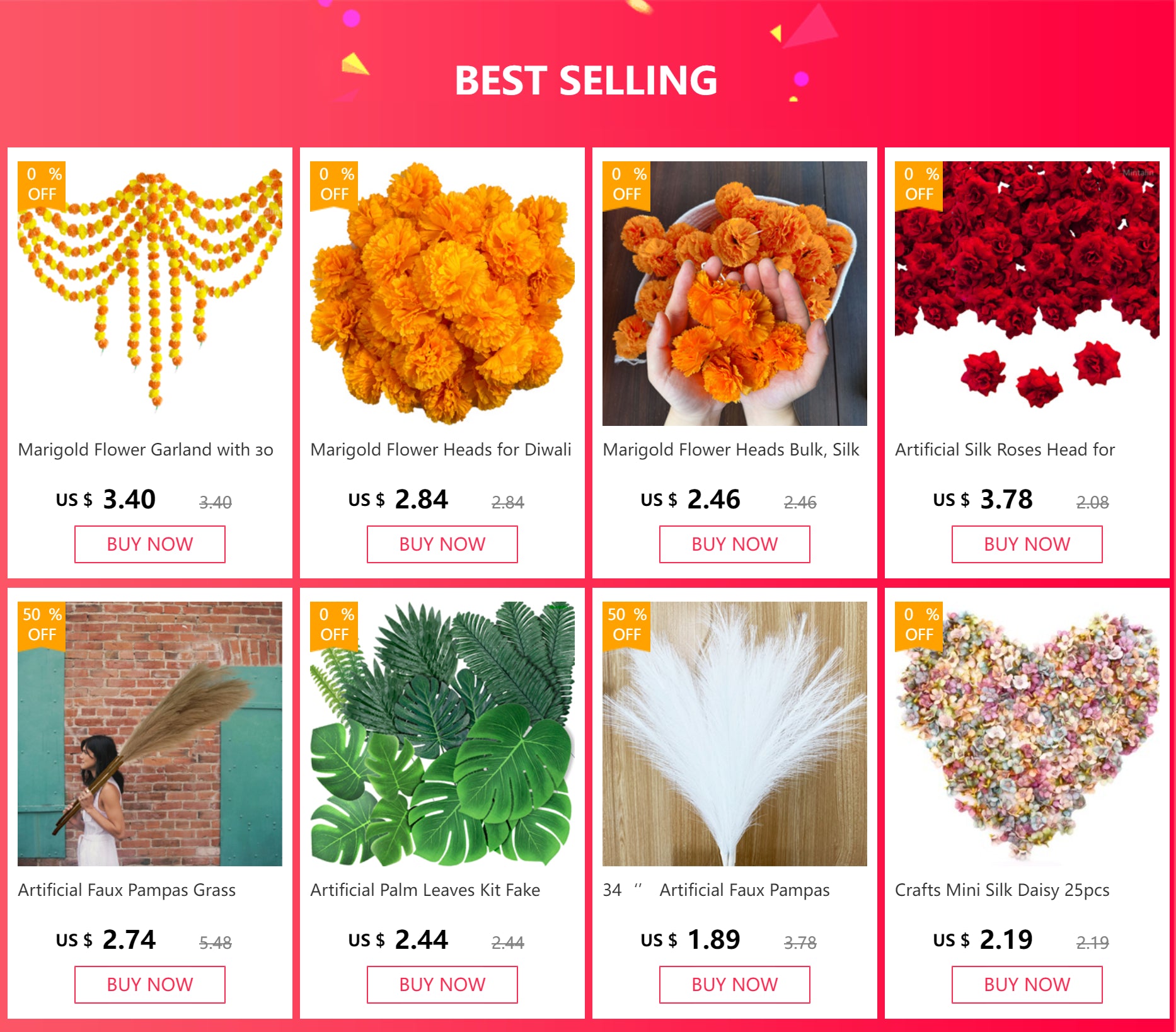 I5Opcs Marigold Flower Heads Bulk for Indian Pooja Bush Floral for Diwali Home Decor DIY Wreath Garland Craft