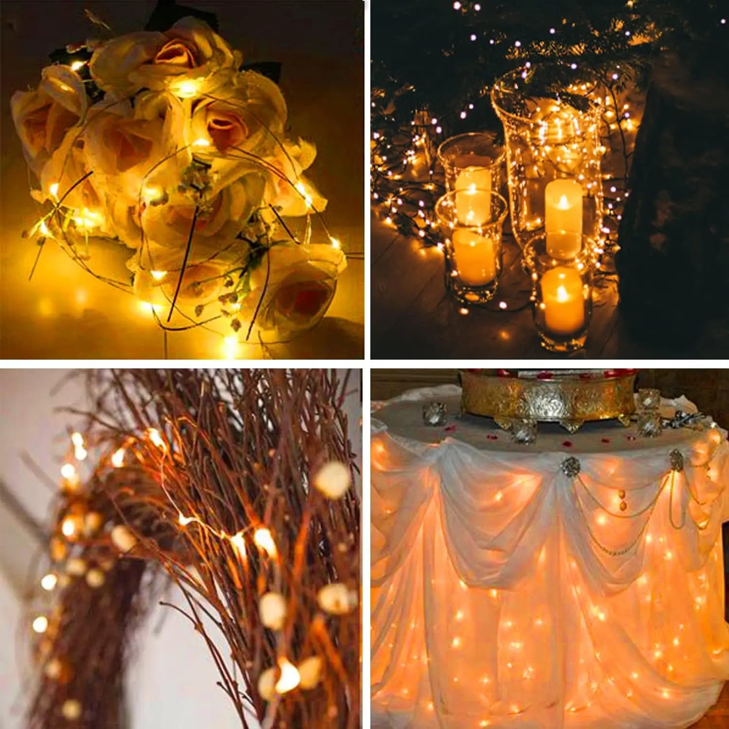 Battery Powered LED String Lights 10/20/30/50/100LED Copper Wire Lights for Camping Wedding Flowers Christmas Decoration
