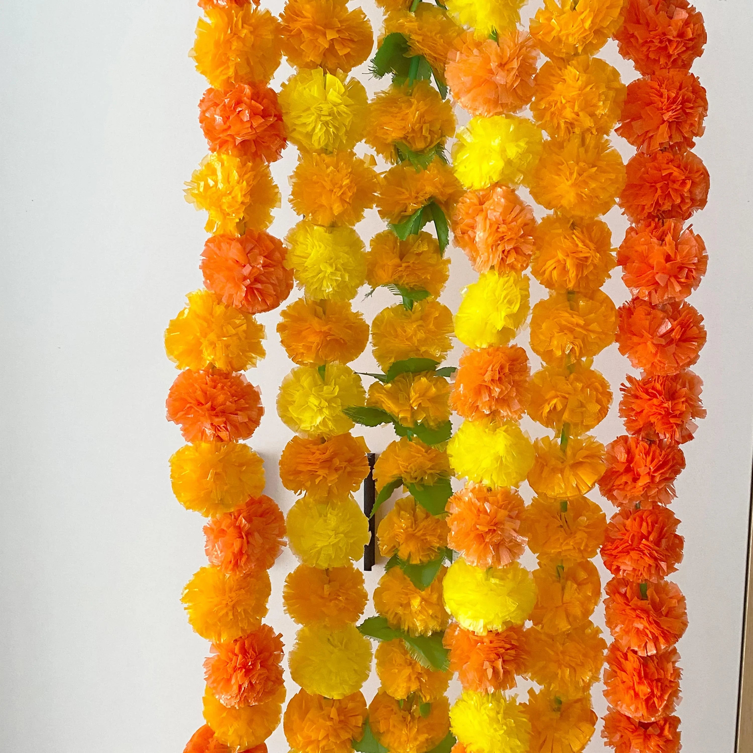 2 Pcs Marigold Flower Garland with бо Flowers for Diwali