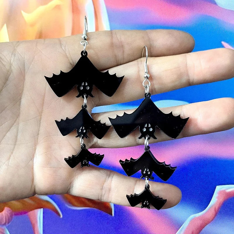 New Skeleton Pumpkins Halloween Earrings Women Hallowmas Costume Cosplay Skull Heart Axe Black Bat Acrylic Drop Earring