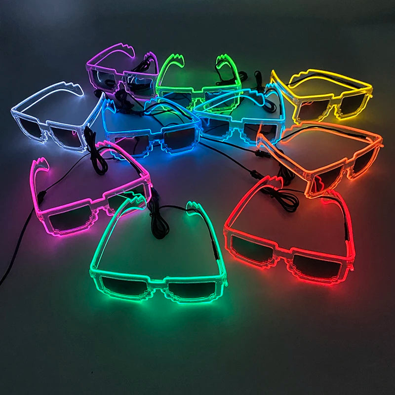Funny Light Up Glasses Luminous LED Mosaic Glasses Men Women Halloween Party Supplies Glowing Glasses Neon Gafas Prpos