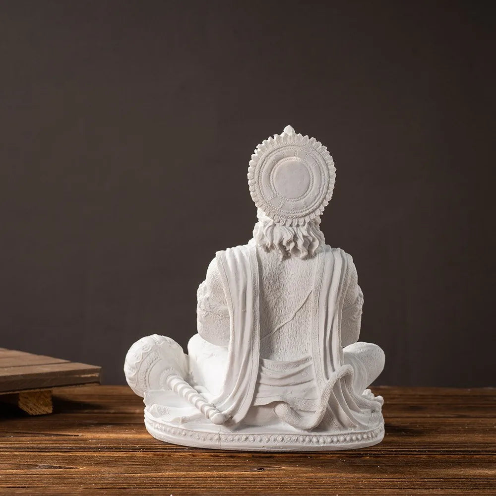 Sandstone White Hanuman Statue Hindu God Sculpture