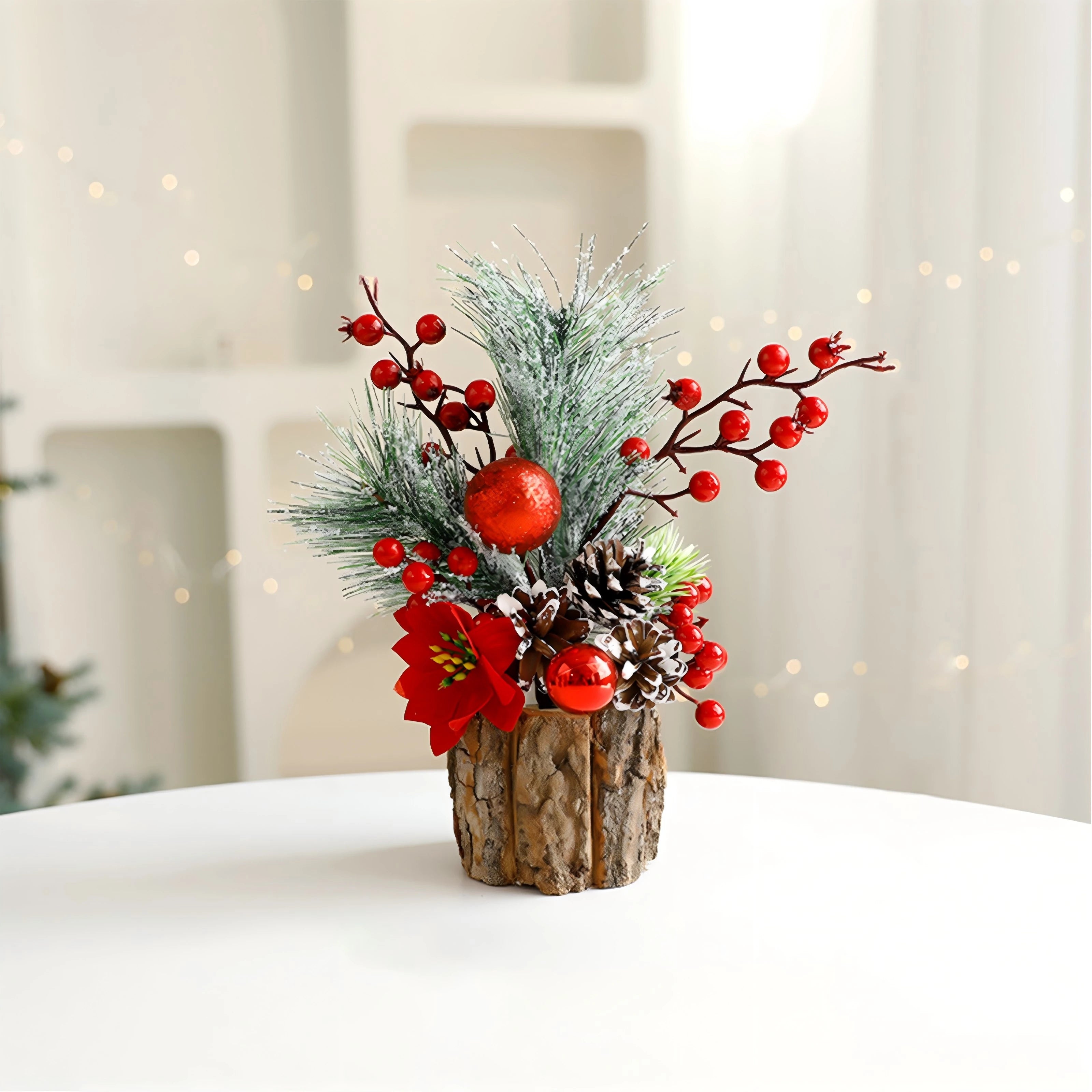 Christmas Tree Desktop decoration Holiday Ornaments Artificial Christmas Tree Red Berry For Christmas Decorations Festival gifts