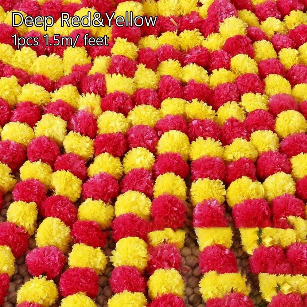 Long Strands Artificial Marigold Garland Pooja Diwali Fiesta Indian Décor Pooja Marigold Flowers Pooja Wedding Events Decor