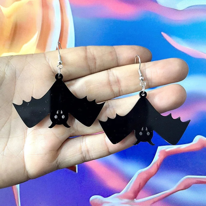 New Skeleton Pumpkins Halloween Earrings Women Hallowmas Costume Cosplay Skull Heart Axe Black Bat Acrylic Drop Earring