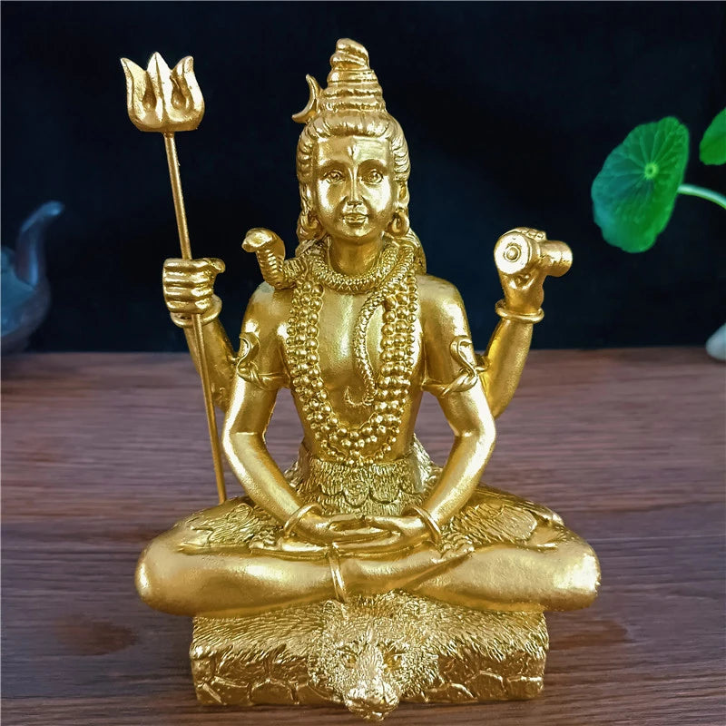 Golden Shiva Statue Hindu Ganesha Vishnu Buddha Figurine Sculpture Room Office Home Decoration India God Feng Shui Crafts