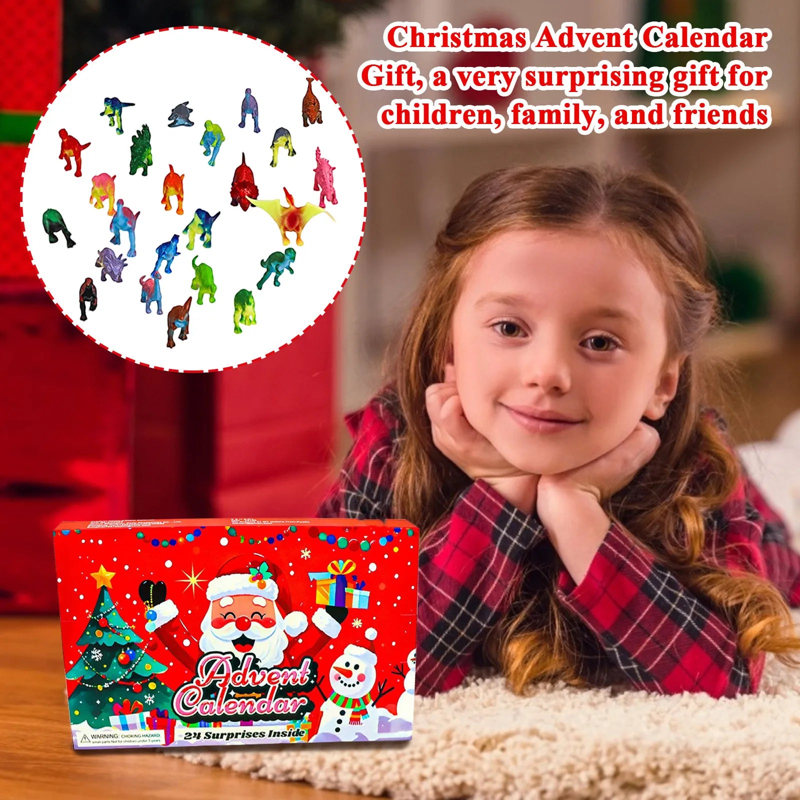 Christmas Countdown Calendar Toys For Kids  Advent Calendar include Toys 24 dinosaurs