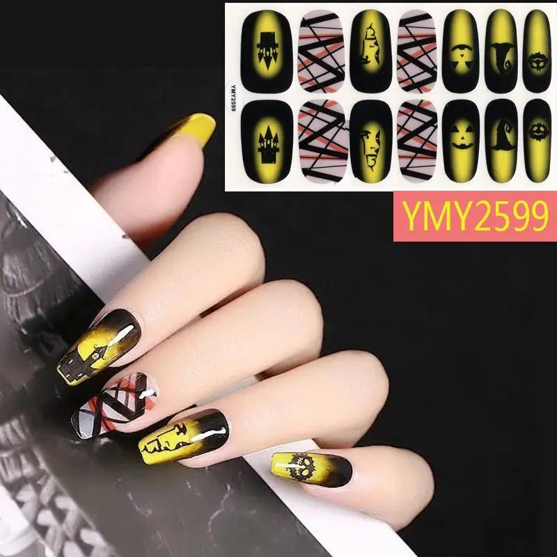 Baking Free Halloween Nail Stickers Full Sticker Fashion Nail Art Jewelry  Pumpkin Ghost Wholesale Applique Nail Sticker