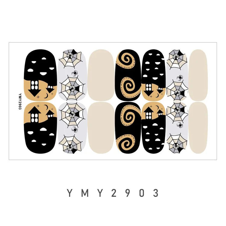 Baking Free Halloween Nail Stickers Full Sticker Fashion Nail Art Jewelry  Pumpkin Ghost Wholesale Applique Nail Sticker