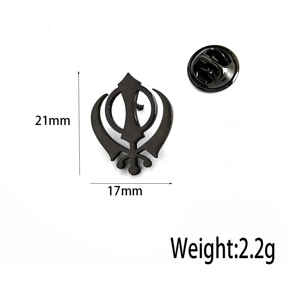 Stainless steel butterfly clasp brooch/cufflink, Sikh symbol badge for men's suit, elegant anti-exposure button for women.