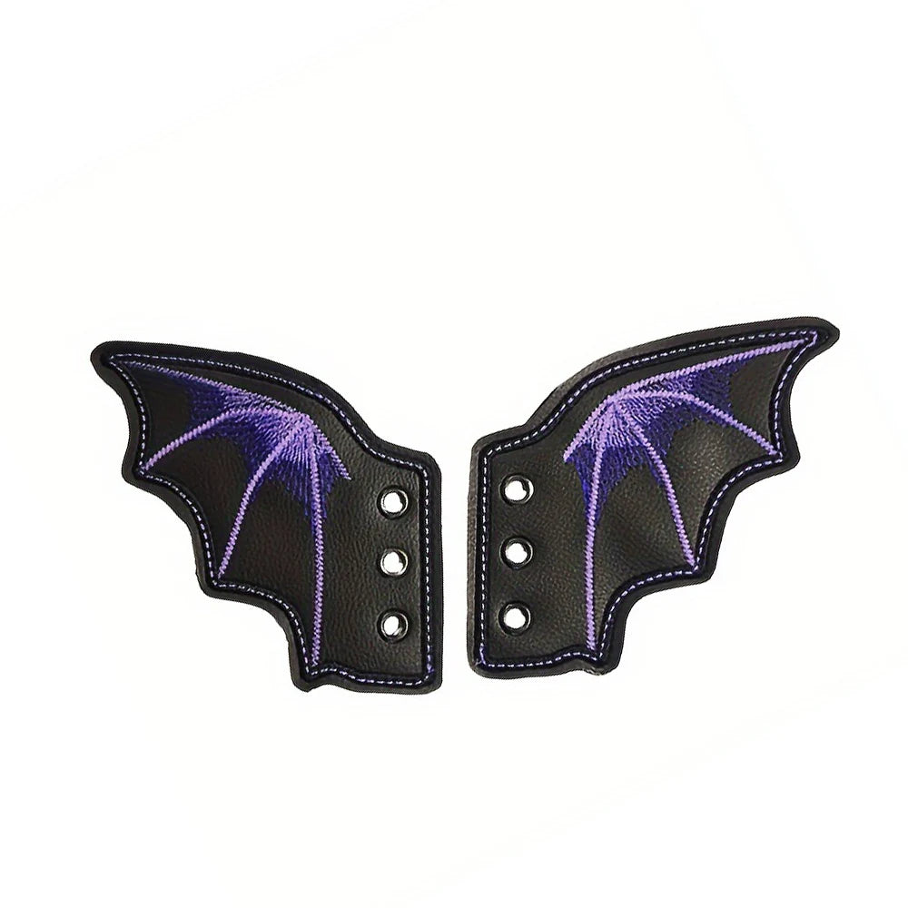 1Pair Fashion Leather Bat Shoe Wings Ornament Halloween Party Fun Skate Shoes Decorations DIY Adult Kids Shoe Decor Accessories