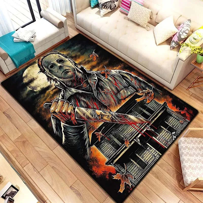 M-Michael Myers Horror Halloween Decorative Warmer Rug Home Living Room Bedroom Carpet Bathroom Kitchen Non Slip Carpet
