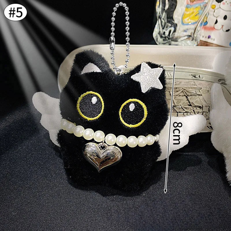 Cute Keychain Kawaii Black Cat Keychain Plush Cats Toy Backpack Hanging Pendant Decoration Keyring Halloween Ghost Theme Gifts