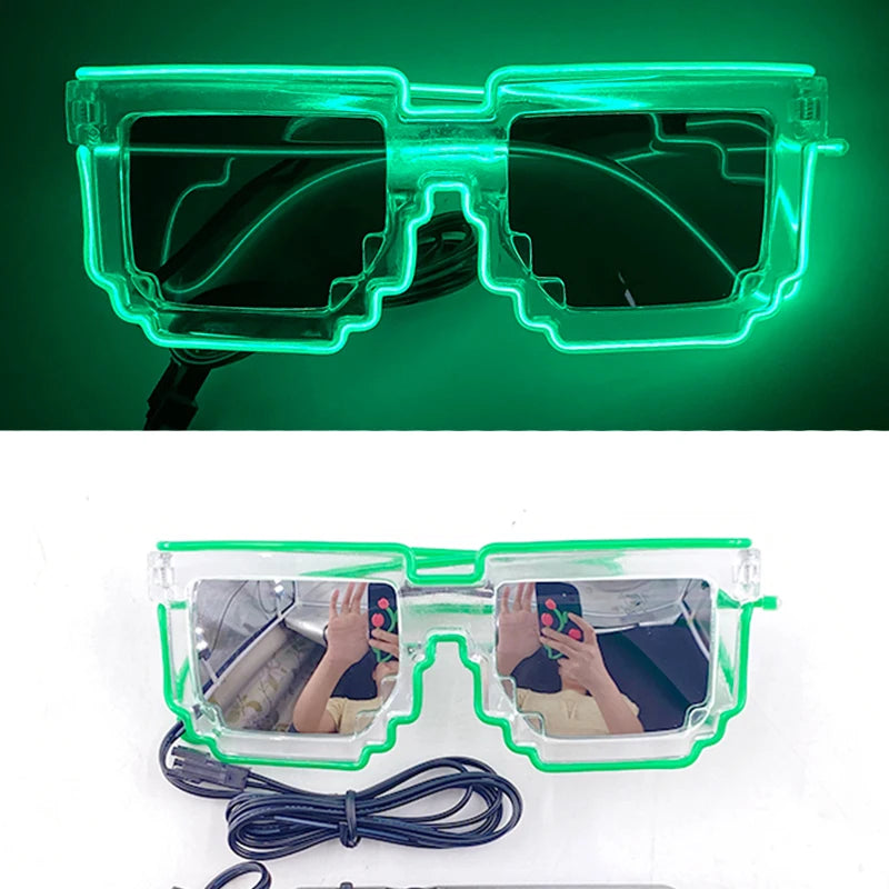 Funny Light Up Glasses Luminous LED Mosaic Glasses Men Women Halloween Party Supplies Glowing Glasses Neon Gafas Prpos