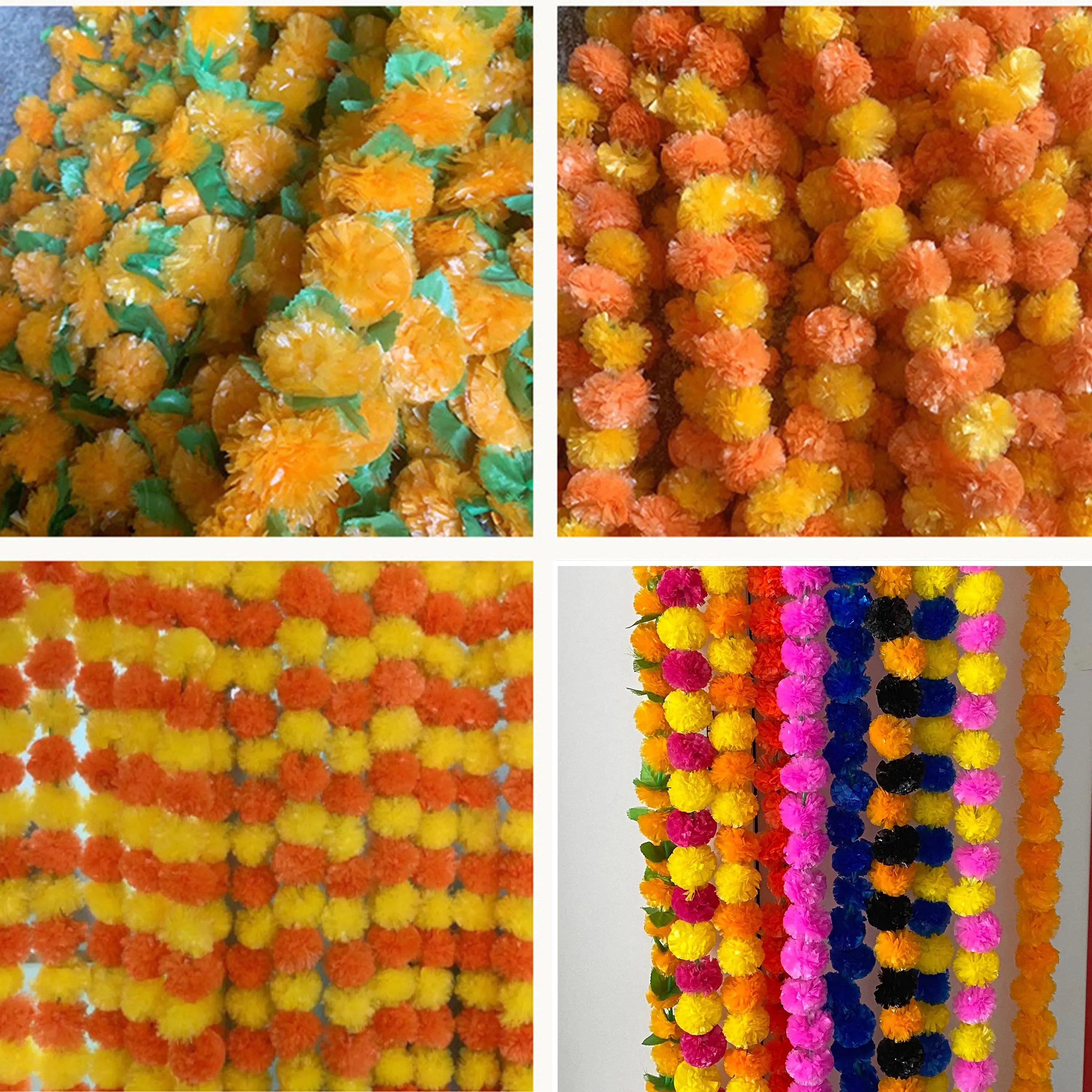 2 Pcs Marigold Flower Garland with бо Flowers for Diwali