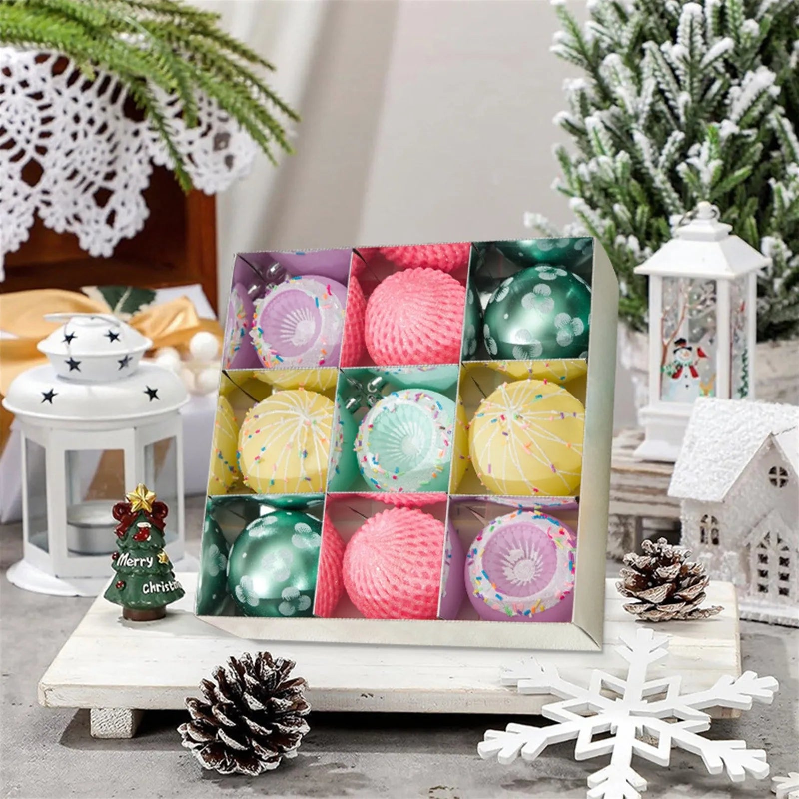 Christmas Decoration Holiday Scene Layout Christmas Tree Ornaments Dress Up Christmas Ball Party Background Decoration Supplies