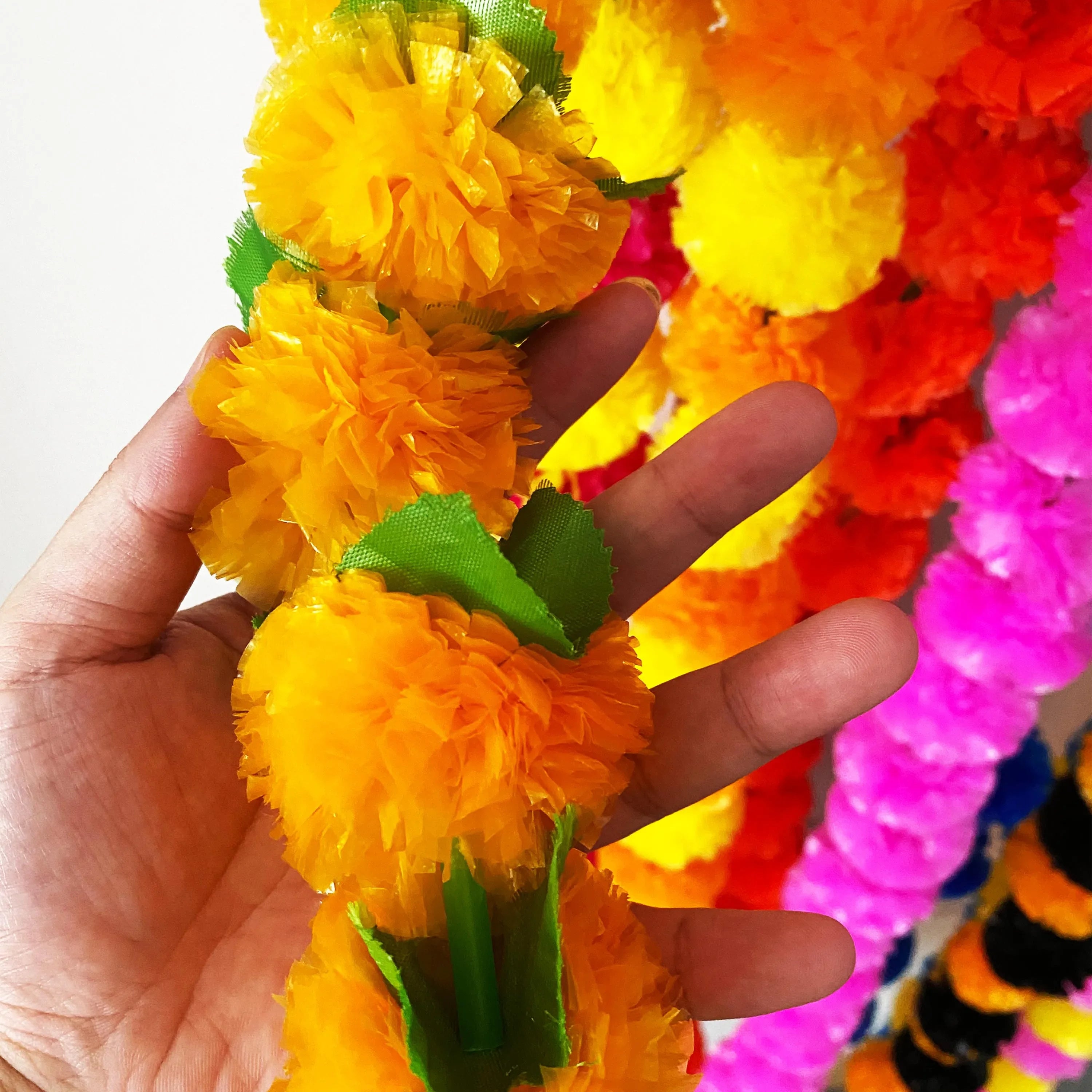 2 Pcs Marigold Flower Garland with бо Flowers for Diwali