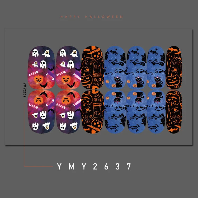 Baking Free Halloween Nail Stickers Full Sticker Fashion Nail Art Jewelry  Pumpkin Ghost Wholesale Applique Nail Sticker