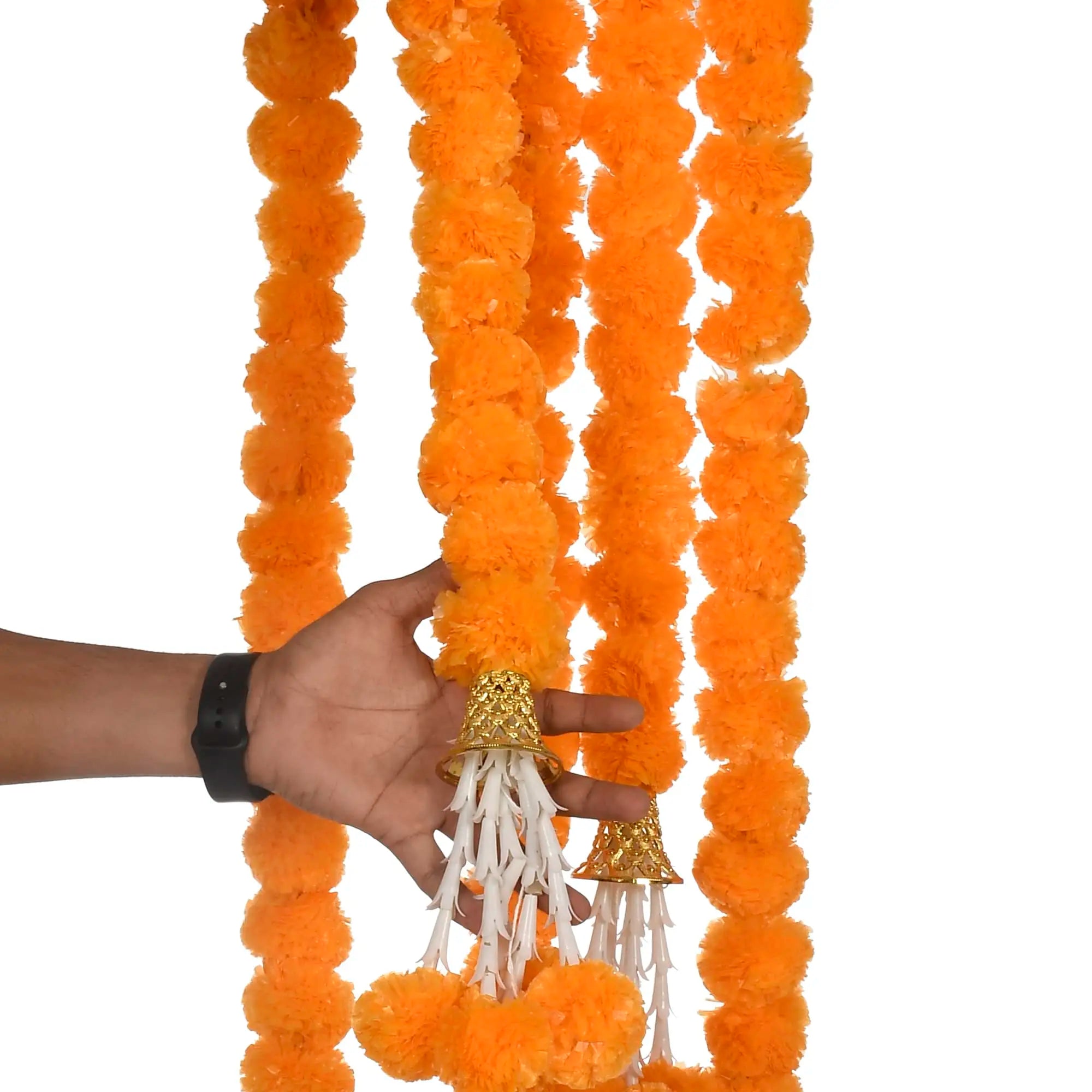 5-50pcs Marigold Flower Garlands 5 Ft Artificial Flower Garland Indian Décor,Pooja, Diwali, Fiesta Day of The Dead, Mexican Par