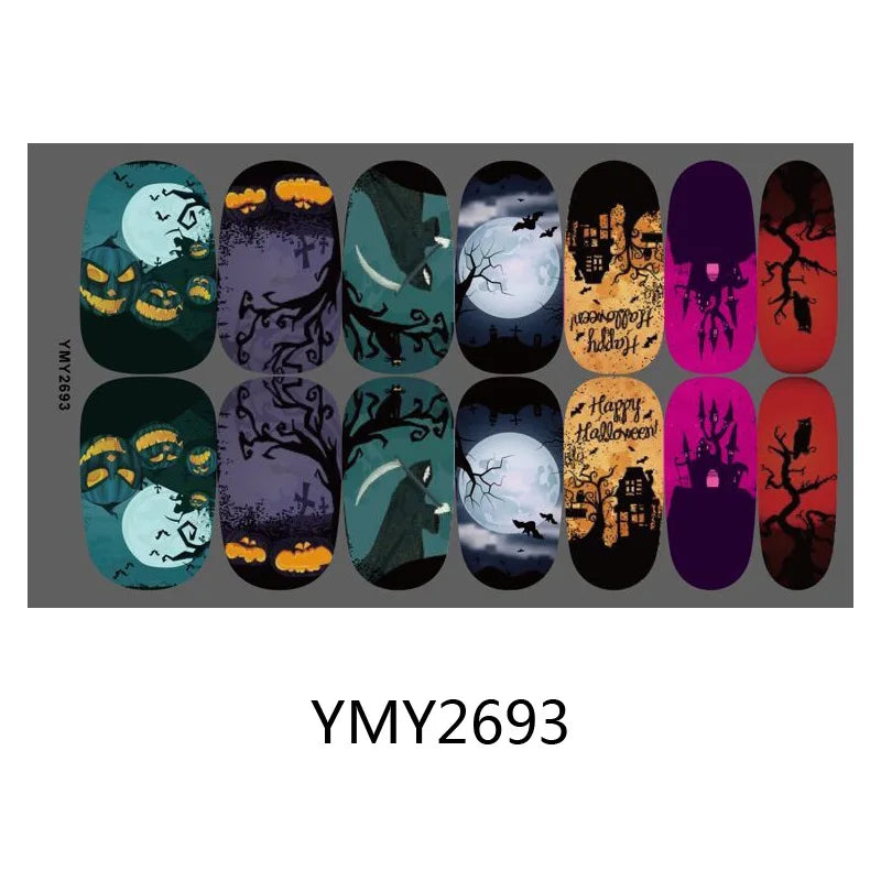 Baking Free Halloween Nail Stickers Full Sticker Fashion Nail Art Jewelry  Pumpkin Ghost Wholesale Applique Nail Sticker