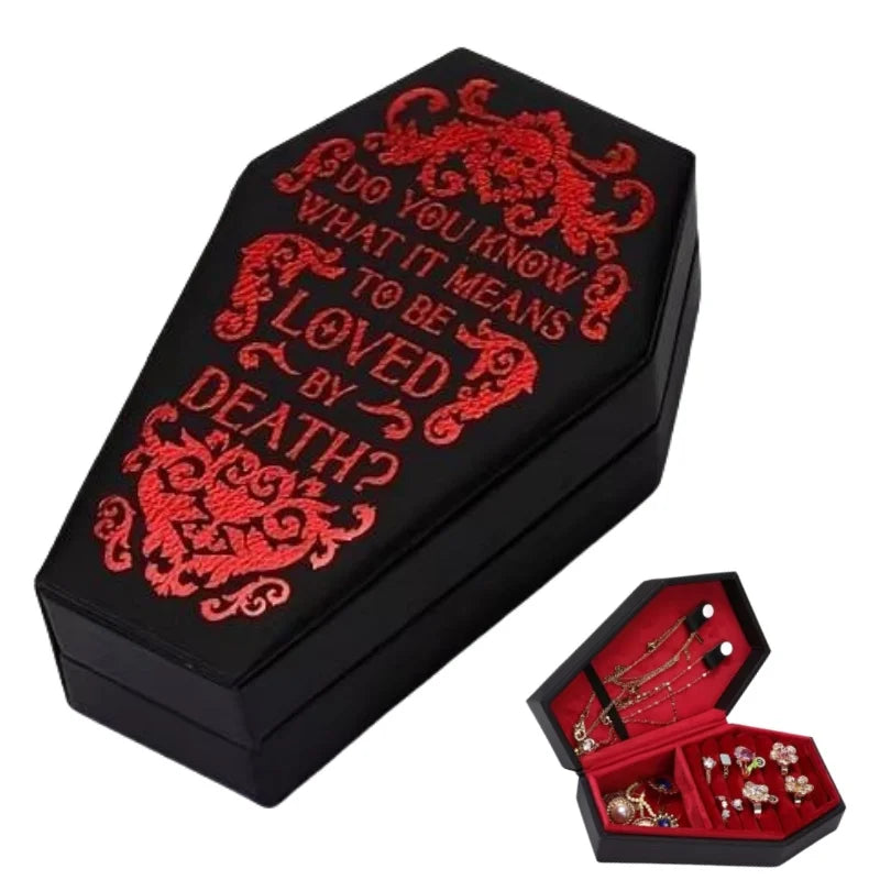 1/2pcs Gothic Coffin-Shaped Jewelry Box PU Leather Multi-Compartment Organizer for Rings Necklaces Earring Halloween Gift Case