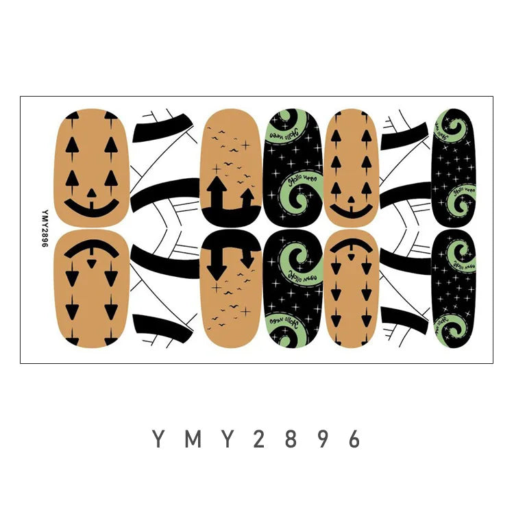 Baking Free Halloween Nail Stickers Full Sticker Fashion Nail Art Jewelry  Pumpkin Ghost Wholesale Applique Nail Sticker