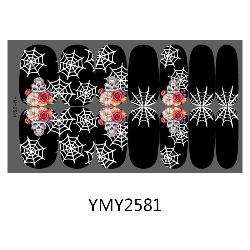 Baking Free Halloween Nail Stickers Full Sticker Fashion Nail Art Jewelry  Pumpkin Ghost Wholesale Applique Nail Sticker