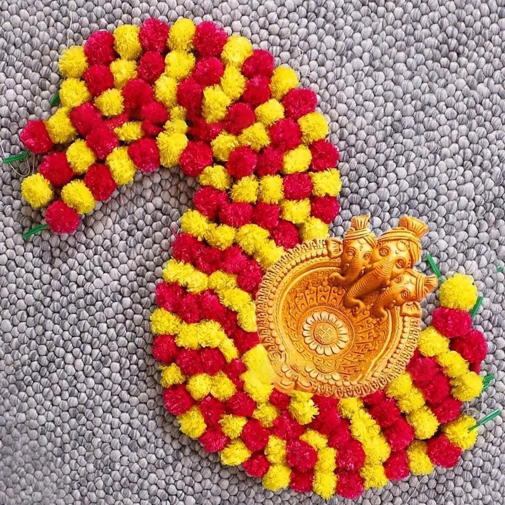 Long Strands Artificial Marigold Garland Pooja Diwali Fiesta Indian Décor Pooja Marigold Flowers Pooja Wedding Events Decor